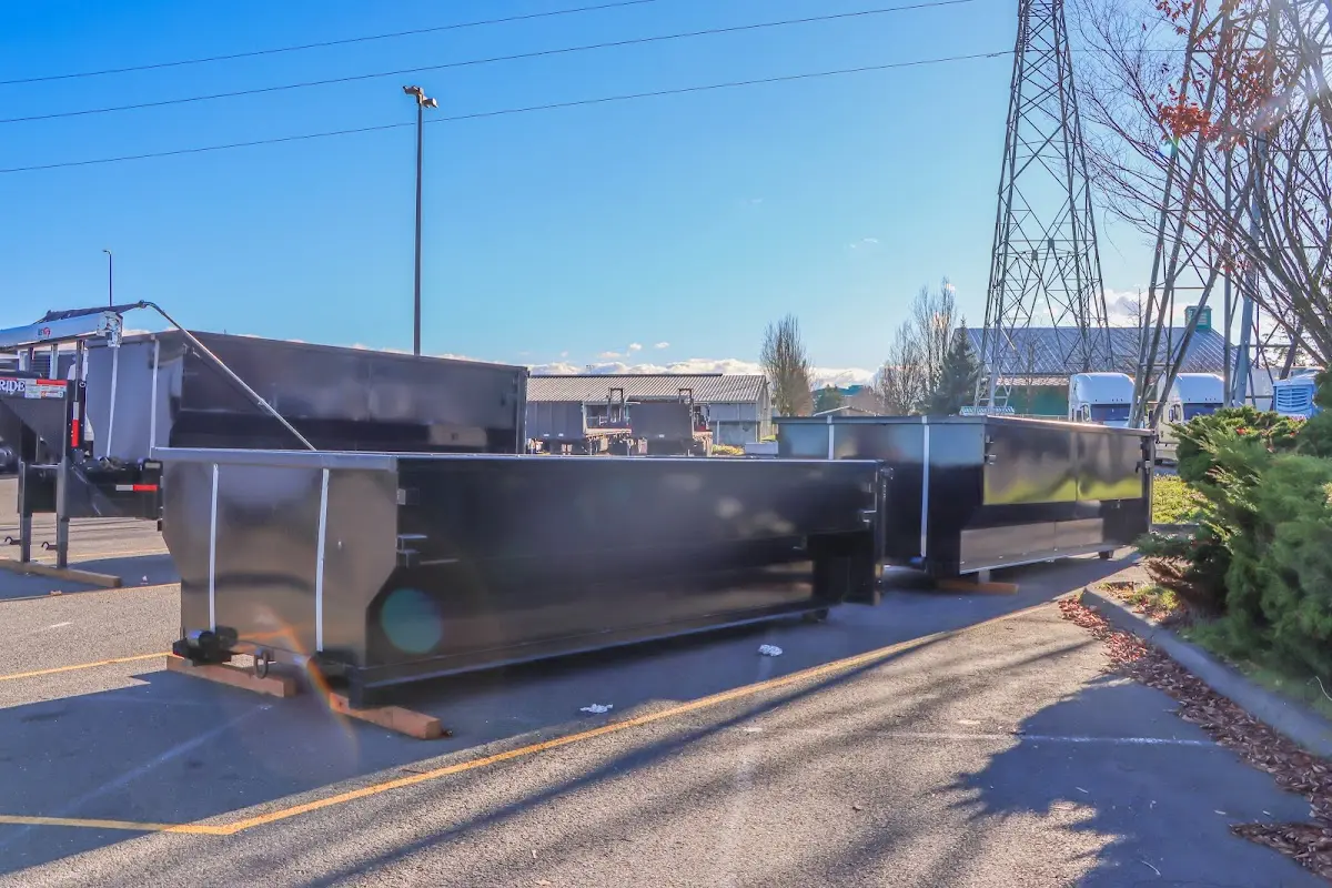 Roll-off dumpster ready for waste disposal at job site for 10 Yard Dumpster Rental in Niskayuna